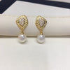 Freshwater Pearl Earrings For Women Alloy Inlaid With Gemstones Alien Shape Baroque Style