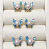 Freshwater Pearl Earrings For Women Handpainted Drip Glaze Enamel Palace Butterfly 18K Goldfilled Oblate Shape