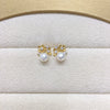 Freshwater Pearl Earrings For Women Natural Alloy Inlaid With Gemstones Oblate Shape Fashion Style