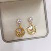 Freshwater Pearl Earrings For Women Natural Sea Shell Butterfly S925 Sterling Silver Needle Oblate Shape