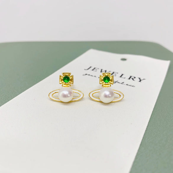 Freshwater Pearl Earrings For Women Oblate Natural Design