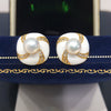 Freshwater Pearl Earrings For Women Retro Style Alloy Inlaid With Artificial And Semiprecious Stones Round And Oblate Shape