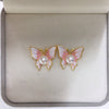 Freshwater Pearl Earrings For Women S925 Sterling Silver 18K Gold Enamel Butterfly Design Natural Pearl Oblate And Round Shape