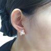 Freshwater Pearl Earrings For Women S225 Sterling Silver Needle Natural Pink Flower Design Oblate Shape