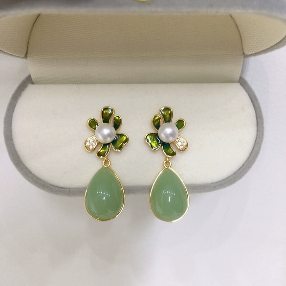Freshwater Pearl Earrings For Women S925 Sterling Silver Needle Oblate Shape