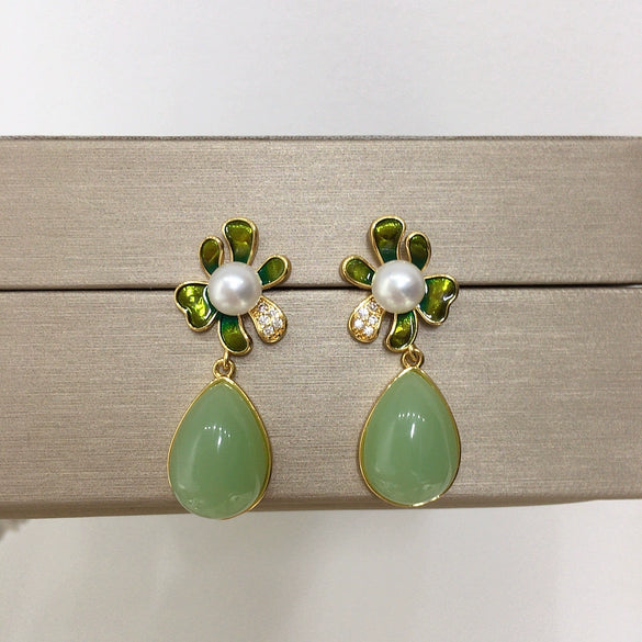 Freshwater Pearl Earrings For Women S925 Sterling Silver Needle Oblate Shape