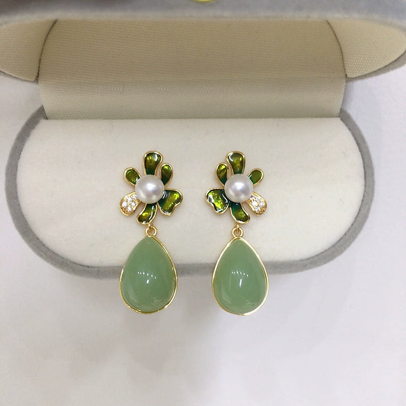 Freshwater Pearl Earrings For Women S925 Sterling Silver Needle Oblate Shape