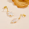 Freshwater Pearl Earrings S925 Sterling Silver Geometric Baroque Shaped Inlaid With Pearls