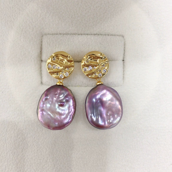 Freshwater Pearl Earrings S925 Sterling Silver 18K Goldfilled Alien Shaped Natural Baroque Pearl For Women