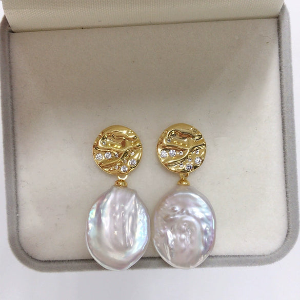 Freshwater Pearl Earrings S925 Sterling Silver 18K Goldfilled Alien Shaped Natural Baroque Pearl For Women