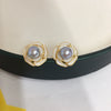 Freshwater Pearl Earrings S925 Sterling Silver 18K Goldfilled Dripping Glaze Paint Camellia Shape For Women