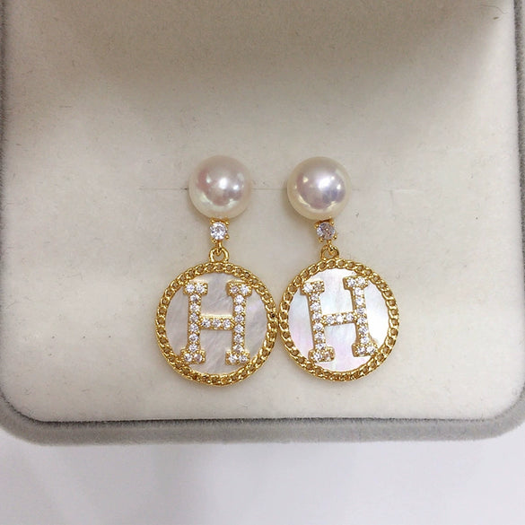 Freshwater Pearl Earrings S925 Sterling Silver 18K Goldfilled Oblate Round Hshape White Butterfly Motherofpearl For Women