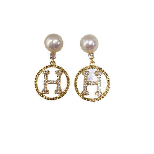 Freshwater Pearl Earrings S925 Sterling Silver 18K Goldfilled Oblate Round Hshape White Butterfly Motherofpearl For Women