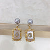 Freshwater Pearl Earrings S925 Sterling Silver Square Sea Shell Female