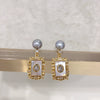 Freshwater Pearl Earrings S925 Sterling Silver Square Sea Shell Female