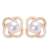 Freshwater Pearl Earrings S925 Sterling Silver Women's Round Oblate Style