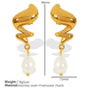 Freshwater Pearl Earrings Spiral Bow Electroplating Women's Light Luxury Natural Style