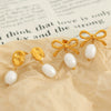 Freshwater Pearl Earrings Spiral Bow Electroplating Women's Light Luxury Natural Style