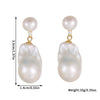 Freshwater Pearl Earrings Sterling Silver Inlaid With Gems Vintage Style 14K Gold Plated
