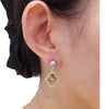 Freshwater Pearl Earrings Women's Vintage Style Cross With Natural Seashell Fritillary Inlay And Oblate Pearls