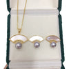 Freshwater Pearl Fanshaped Shell Pendant Stud Earrings Set Wholesale