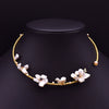 Freshwater Pearl Handmade Tassel Collar Retro Necklace 18K Gold Plated Geometric Design