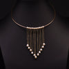 Freshwater Pearl Handmade Tassel Collar Retro Necklace 18K Gold Plated Geometric Design