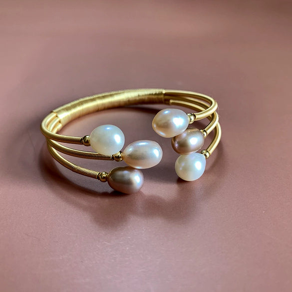 Freshwater Pearl Handmade Winding Woven Vintage Bracelet For Women