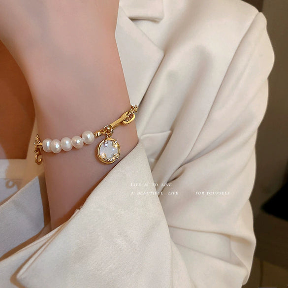 Freshwater Pearl Inlaid Diamond Smiley Face Numbers Bracelet For Women With Styling Of Letters Numbers Text
