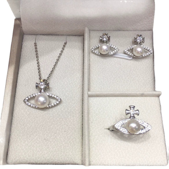 Freshwater Pearl Jewelry Set Pendant Earring Ring