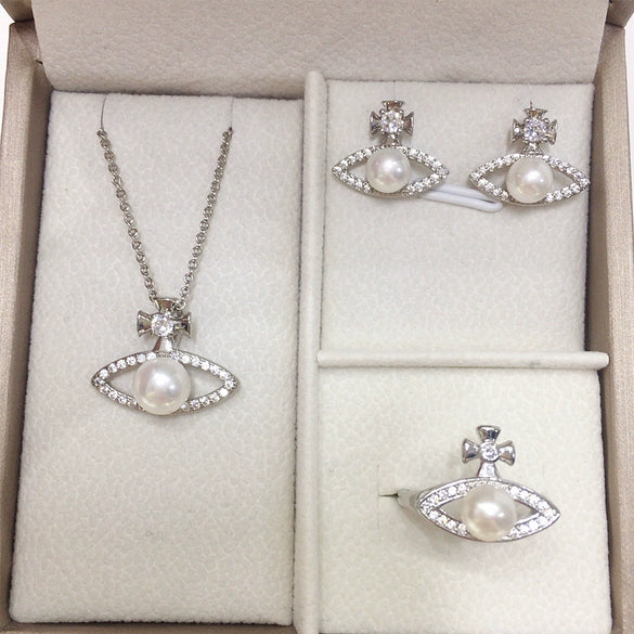 Freshwater Pearl Jewelry Set Pendant Earring Ring