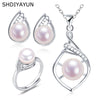 Freshwater Pearl Jewelry Set Pendant Earrings Ring