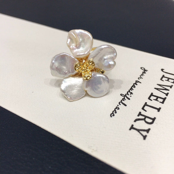 Freshwater Pearl Jewelry Set With Baroque Petal Flower Design