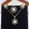 Freshwater Pearl Jewelry Set With Camellia Design Pendant Stud Earrings And Ring