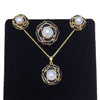 Freshwater Pearl Jewelry Set With Camellia Design Pendant Stud Earrings And Ring