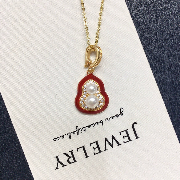 Freshwater Pearl Jewelry Set With Gourd Pendant