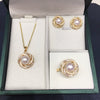 Freshwater Pearl Jewelry Set With Painted Bird's Nest Design Pendant Earrings Ring
