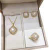 Freshwater Pearl Jewelry Set With Square Zircon Micro Set