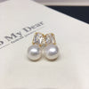 Freshwater Pearl Jewelry Set With Sugar Cube Zircon Pendant Earrings And Ring