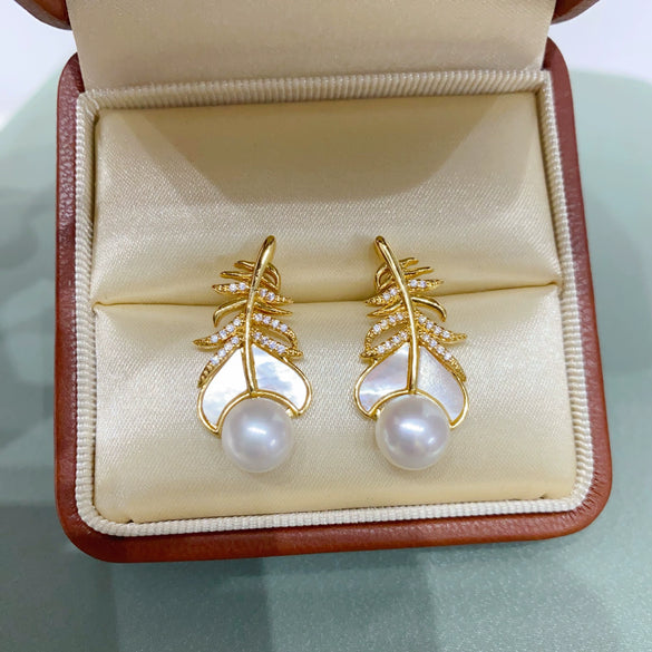Freshwater Pearl Jewelry With Natural Seashells And Exquisite Feather Design