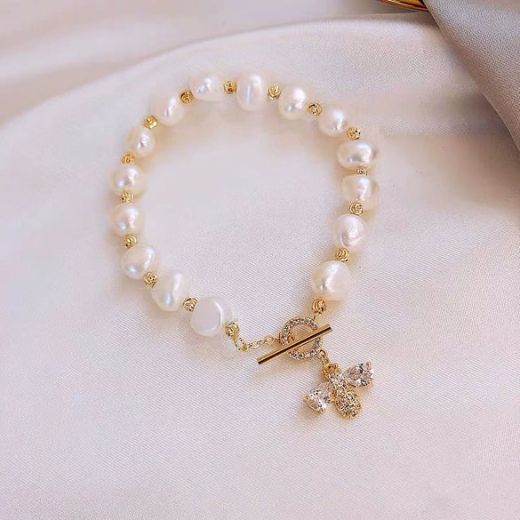 Freshwater Pearl Microinlaid Bee Pattern Animals Style Fashion Simple Light Luxury Elegant Ins Fashion Bracelet For Women Wholesale