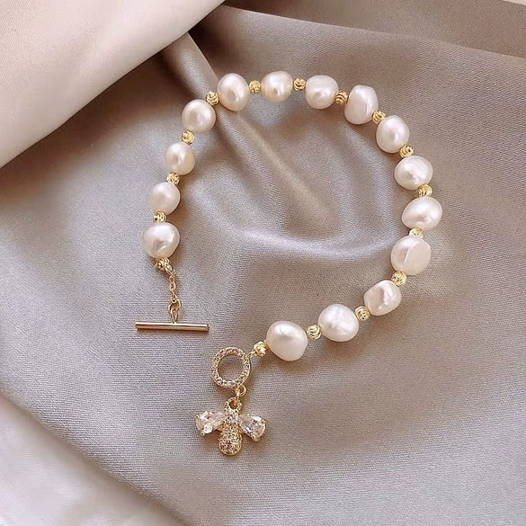 Freshwater Pearl Microinlaid Bee Pattern Animals Style Fashion Simple Light Luxury Elegant Ins Fashion Bracelet For Women Wholesale