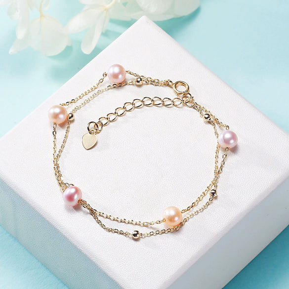 Freshwater Pearl Multilayer Stacked Women's Fashion Bracelet Copper Alloy