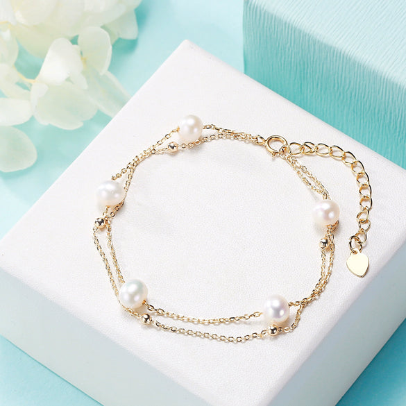 Freshwater Pearl Multilayer Stacked Women's Fashion Bracelet Copper Alloy
