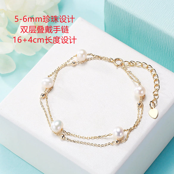 Freshwater Pearl Multilayer Stacked Women's Fashion Bracelet Copper Alloy