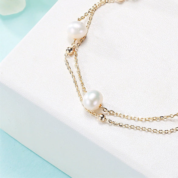 Freshwater Pearl Multilayer Stacked Women's Fashion Bracelet Copper Alloy