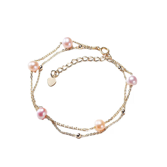 Freshwater Pearl Multilayer Stacked Women's Fashion Bracelet Copper Alloy