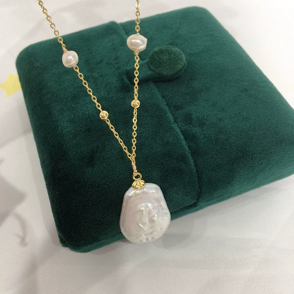 Freshwater Pearl Necklace Baroque Shaped Copper Pendant Fashion Minimalist