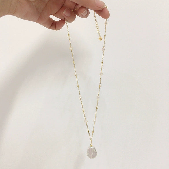 Freshwater Pearl Necklace Baroque Shaped Copper Pendant Fashion Minimalist