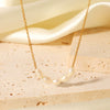 Freshwater Pearl Necklace Stainless Steel Geometric Clavicle Chain Electroplated Feminine Versatile Ins Minimalist Style
